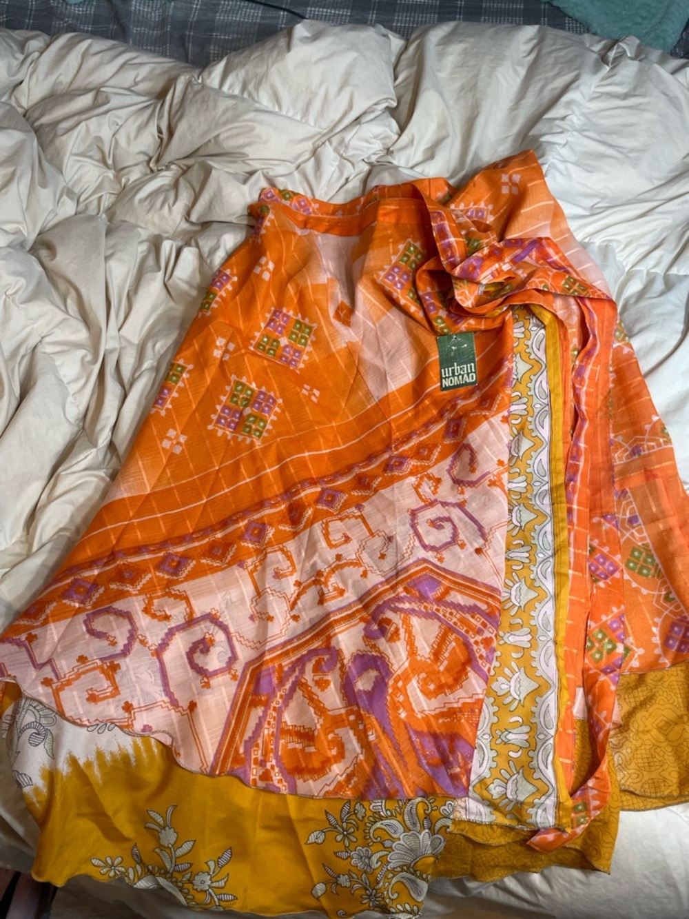 Urban Nomad Orange & Yellow Printed wrap skirt/dress